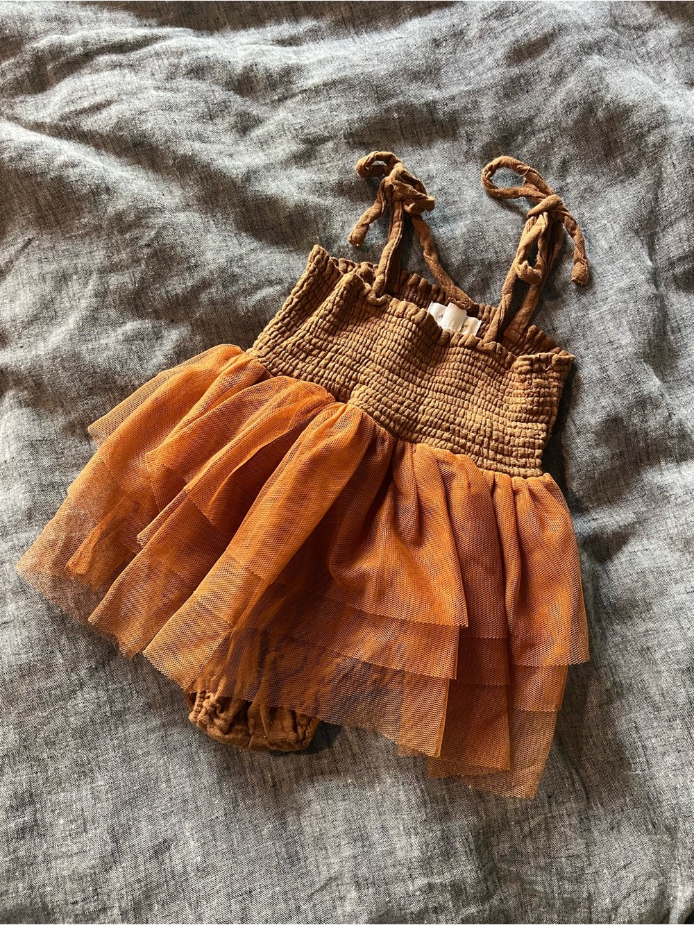 Angel Dear Rust Tulle Skirted Romper